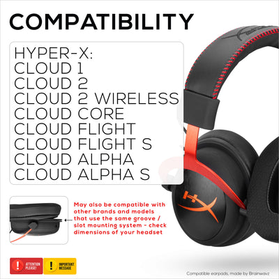 Hybrid Earpads for HyperX Cloud 1, 2 / 2 Wireless, Core, Flight / Flight S, Alpha / Alpha S Headsets & More, Soft Breathable fabric, Cooling Gel, Extra Comfort, Durable & Long Lasting