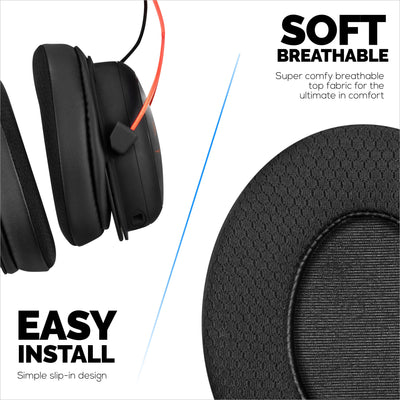 Hybrid Earpads for HyperX Cloud 1, 2 / 2 Wireless, Core, Flight / Flight S, Alpha / Alpha S Headsets & More, Soft Breathable fabric, Cooling Gel, Extra Comfort, Durable & Long Lasting