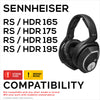 Replacement Velour Earpads for SENNHEISER RS165, RS175, RS185 & RS195 Headphones - Soft Foam Ear Pad, HDR165, HDR175, HDR185, HDR195