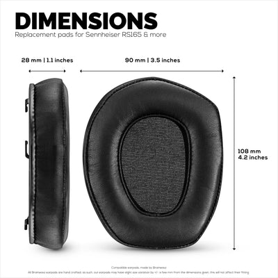 Replacements Sheepskin Earpads for SENNHEISER RS165, RS175, RS185 & RS195 Headphones - High Quality, Soft Real Leather & Memory Foam Ear Pad, HDR165, HDR175, HDR185, HDR195