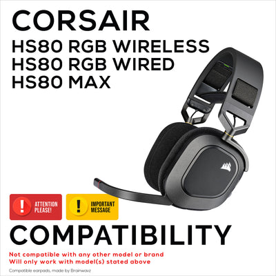 Hybrid Earpads for Corsair HS80RGB Wireless, Wired & HS80MAX Gaming Headphones, Soft Cool Gel, Super Soft Fabric, w/ PU Leather & Thicker Memory Foam