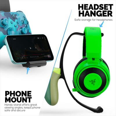 Desktop Game Controller & Headphone Stand Hanger - Stylish, Minimalist Wave Design for PS5, Xbox, Switch, PC & Retro Gamepads