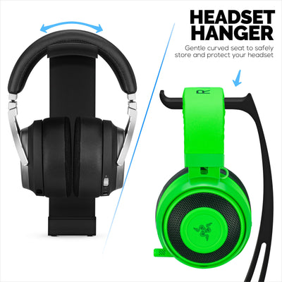 Desktop Headphone Stand - Curved Hanger with Non-Slip Base & Cable Management- Compatible with SteelSeries, Sennheiser, Razer, Bose, Sony & More