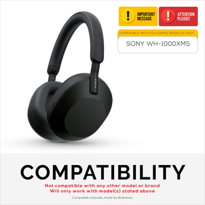 Sony WH-1000XM5 Replacement Earpads - Soft PU Leather & Memory Foam Ear Pad Cushions For Extra Comfort, Easy & Quick Installation